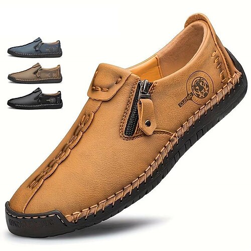 

Herren Loafer Slip On Freizeitschuhe für Herren Übergrössen Leder-Loafer Geschäftlich Brautkleider schlicht Outdoor Täglich Wanderschuhe Kunstleder Atmungsaktiv Schwarz Gelb Grün Sommer Frühling