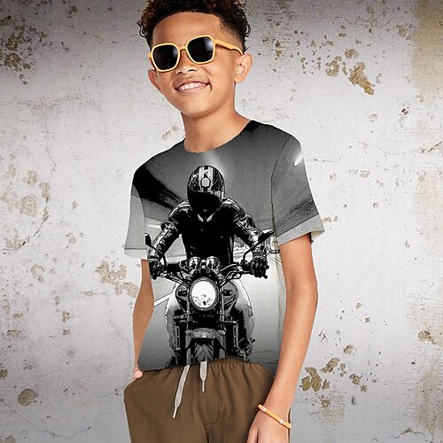 

Chico Camiseta Manga Corta Camiseta Graphic Impresión 3D Activo Deportes Moda Poliéster Exterior Casual Diario Niños Cuello redondo 3-12 años Gráfico impreso en 3D Ajuste regular Camisa