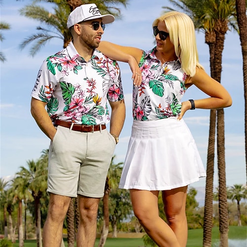 

Homme Femme Polo assorti T-shirt POLO vêtements de golf Respirable Séchage rapide Poids Léger Top Floral Eté Le golf