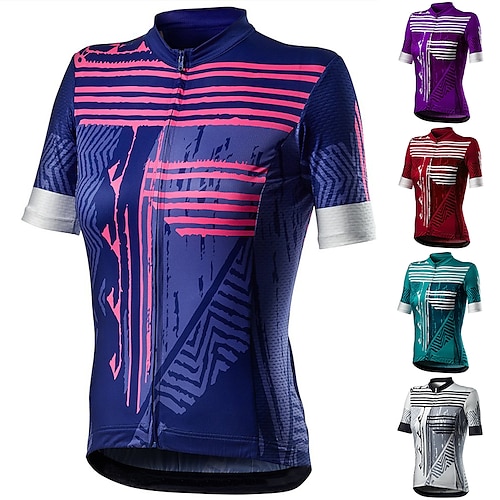 

21Grams Women's Cycling Jersey Short Sleeve Bike Top with 3 Rear Pockets Mountain Bike MTB Road Bike Cycling Breathable Quick Dry Moisture Wicking Reflective Strips White Red Royal Blue Sports