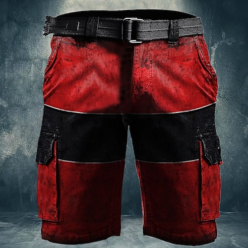 

Herren Cargo Shorts Kurze Hosen Shorts Kurze Hosen Kurze Hose für Wanderer Multi Pocket Farbblock tragbar Kurz Outdoor Täglich Designer Brautkleider schlicht Rote Blau