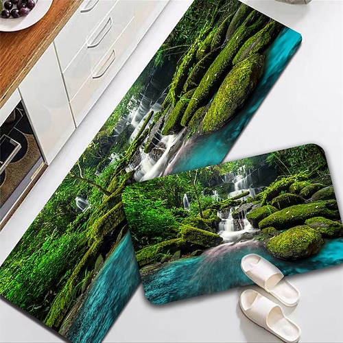 

Landscape Kitchen Floor Mat Diatomaceous Earth Rug Super Absorbent Kitchen Door Quick-Drying Foot Mat Entry Door Mat Non-Slip Carpet