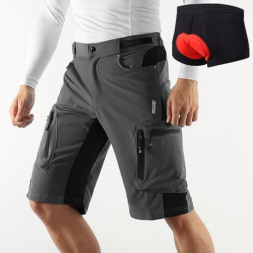 Arsuxeo Men s Bike Shorts Cycling MTB Shorts with Removable 3D Padded Underwear Summer Baggy Shorts Loose Fit Quick Dry Waterproof Zipper Sports Dark Grey Black Army Green Mountain Bike 2024 JOD