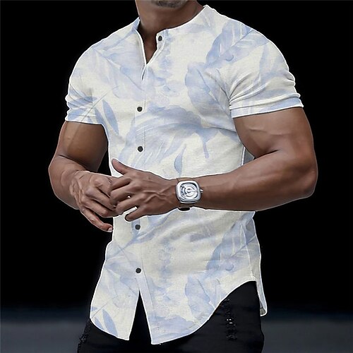 

Homme Chemise Imprimés Photos Feuilles Mao Jaune Bleu Violet Vert Gris Extérieur Plein Air Manche Courte Imprimer Vêtement Tenue Mode Design Décontractées Confortable