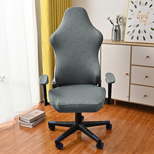 

Housse de chaise de bureau d'ordinateur extensible rotative siège de jeu housse élastique grains de maïs noir couleur unie doux durable lavable