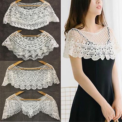 

Women's Shrug Jumper Crochet Knit Cropped Lace Trims Hole Solid Color Crew Neck Stylish Elegant Outdoor Date Summer Spring Splash #shawl 980 Big leaf #shawl 988 219.510.5