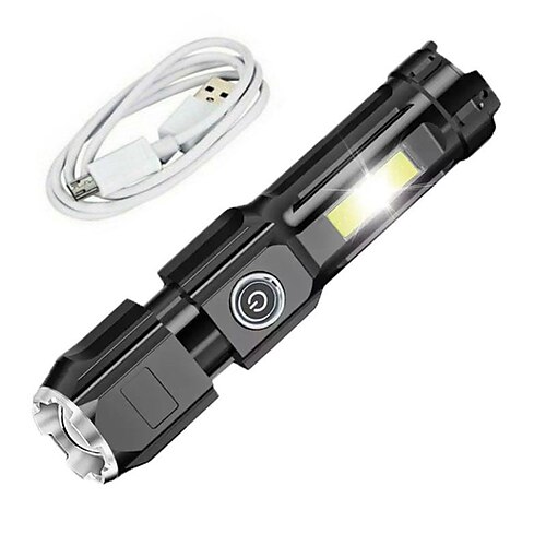 Torcia LED laterale con USB e 4 modalità di illuminazione Nero/Argento  7500K 20000H 7hSevenOn