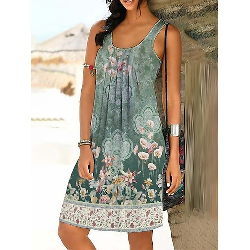 

Mujer Vestimenta casual Vestido de Tanque Vestido de verano Floral Estampado Con Tirantes Vestido Midi Activo Moda Exterior Calle Sin Mangas Ajuste regular Rosa Azul Real Azul Piscina Verano Primavera