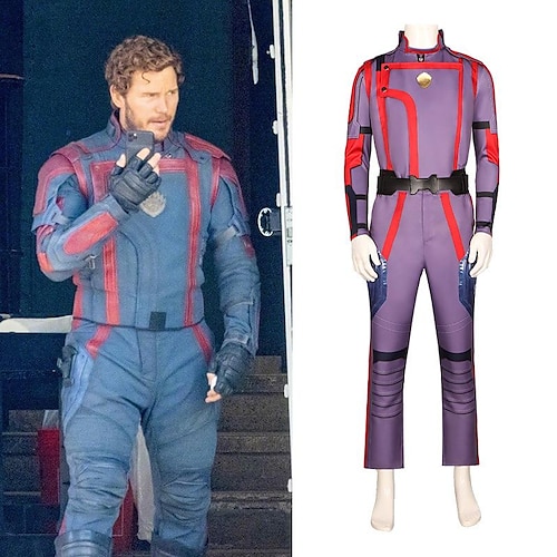 

guardiões da galáxia 3 Senhor das Estrelas Traje Cosplay Roupa Baile de Máscara Homens Cosplay filme Fantasias Roxo Blusa Calças Luvas Baile de Máscaras Poliéster