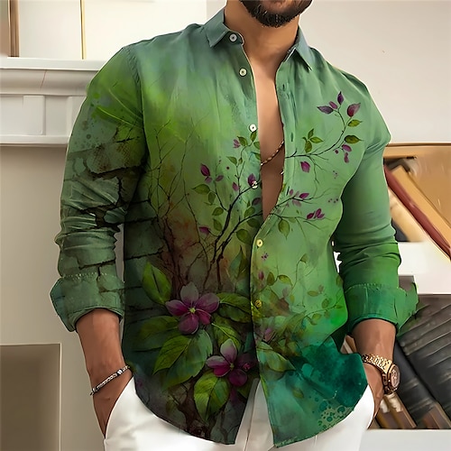 

Herren Hemd leinenhemd Blumen Grafik-Drucke Vintage Umlegekragen Gelb Blau Purpur Grün Grau Outdoor Strasse Langarm Bedruckt Bekleidung Leinen Modisch Strassenmode Designer Brautkleider schlicht