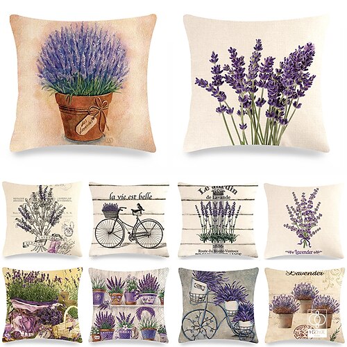 

Capa de almofada dupla lateral vintage 1 peça lavanda capa de almofada quadrada decorativa macia fronha para quarto sofá sala sofá cadeira