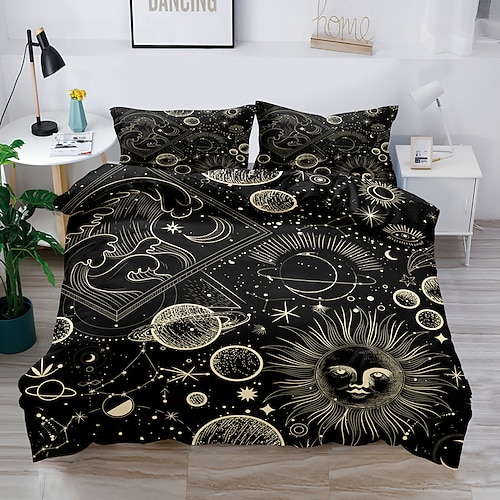 

3d galaxia sistema solar estrellas cielo cósmico 3d vórtice funda nórdica juegos de cama funda de edredón con 1 funda nórdica o cobertor, 1 sábana, 2 fundas de almohada para cama doble/reina/rey (1