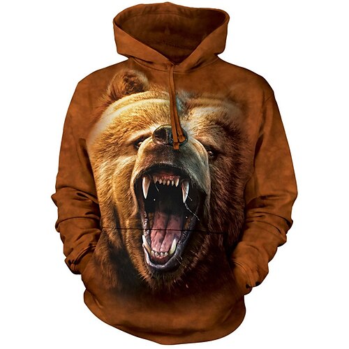 

Homme Sweat à capuche Marron Capuche Animal Imprimés Photos Imprimer du quotidien Des sports 3D effet Vêtement de rue Design basique Printemps Automne Vêtement Tenue Pulls Capuche Pulls molletonnés