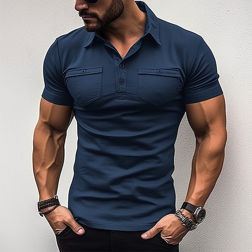 

Voor heren POLO Shirt Golfshirt Casual Feestdagen Revers Korte mouw Modieus Basic Effen Klassiek Zomer Normale pasvorm Zwart Leger Groen Marineblauw Grijs POLO Shirt