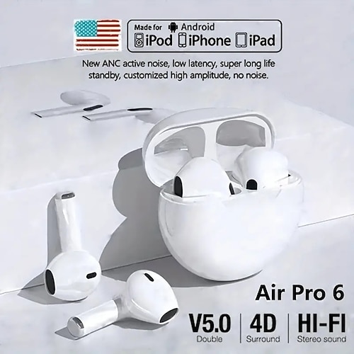 

fones de ouvido bluetooth sem fio pro6 tws mini heaset com estojo de carregamento fones de ouvido à prova d'água para todos os telefones huawei iphone