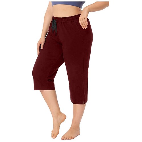 

Mujer Pantalones Mezcla de Algodón Bleu Ciel Blanco Vino Moda Casual Diario Bolsillos laterales Medio corto Comodidad Plano M L XL 2XL 3XL