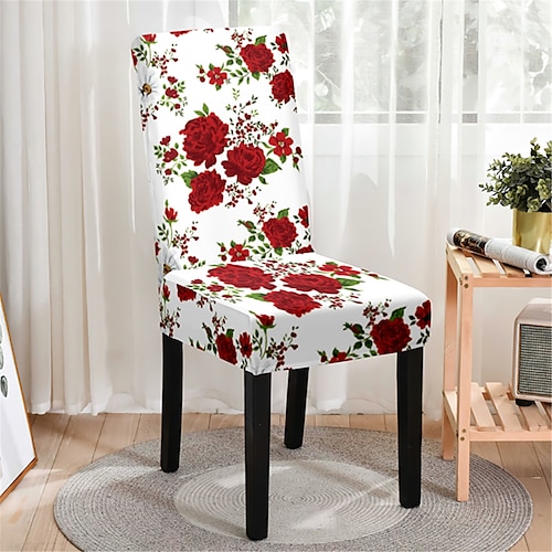 

Funda para silla de comedor, funda elástica floral para asiento de casa de campo, funda lavable de licra, protector de cocina para comedor, ceremonia de boda, duradera