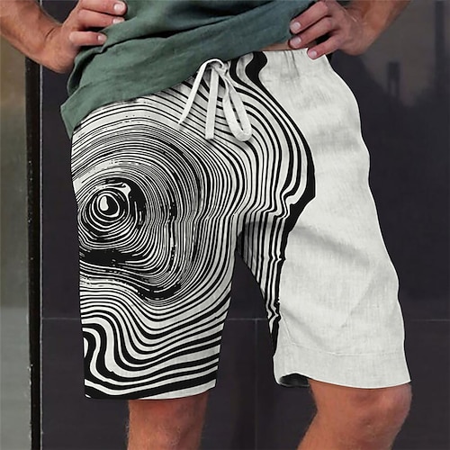 

Homens Calção Shorts de verão Shorts de praia Com Cordão Cintura elástica Impressão 3D Gráfico Respirável Macio Curto Casual Diário Feriado Roupa de rua Havaiana Preto Branco Micro-Elástica