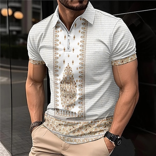 

Herren Zip Polo Revers-Polo Poloshirt Golfhemd Blumen Grafik-Drucke Umlegekragen Gelb Rosa Blau Purpur Grün Outdoor Strasse Kurze Ärmel Zip Bedruckt Bekleidung Modisch Designer Brautkleider schlicht