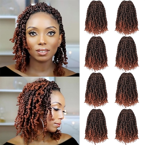 

cabelo de crochê de torção de paixão pré-torcido 10 polegadas 8 pacotes trança de torção de paixão pré-laçada cabelo sintético tranças boêmias para extensões de cabelo de crochê pré-torcido