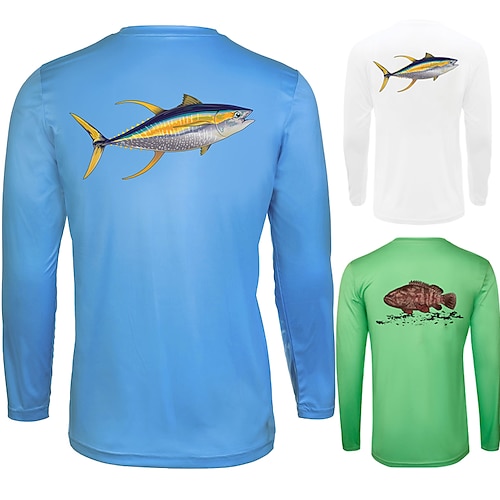 

Homens Camisa de pesca camisa de desempenho Exterior Manga Longa Proteção Solar UPF50 Respirável Secagem Rápida Leve Blusas Primavera Outono Ao ar livre Pesca Branco Azul Branco cinza