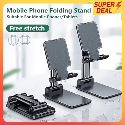 

Foldable Mobile Phone Holder Stand Retractable Adjustable Phone Holder Cradle for iPhone 13 12 11 Pro Max X iPad and All Smartphones Adjustable Metal Desk Desktop Tablet Universal Cell Phone Holder