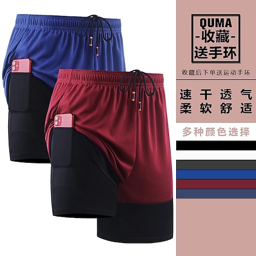 

short à séchage rapide été nouveau européen et américain faux deux pièces basket-ball entraînement fitness pantalon anti-lumière course shorts de sport hommes
