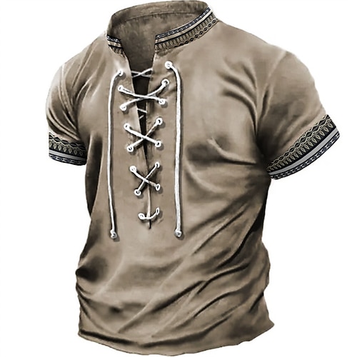 

Hombre Camiseta Henley Shirt Graphic Tribal Escote Chino Ropa Impresión 3D Diario Deportes Manga Corta Acordonado Estampado Moda Design Vintage