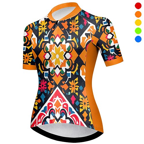 

21Grams Mulheres Camisa para Ciclismo Manga Curta Moto Blusas com 3 bolsos traseiros Ciclismo de Montanha Ciclismo de Estrada Respirável Secagem Rápida Pavio Humido Tiras Refletoras Amarelo Rosa