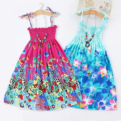 

Kinder Wenig Mädchen Kleid Blumen Trägerkleid Täglich Urlaub Strand Bedruckt Grün Weiß Schwarz Baumwolle Knielang Ärmellos Basic Casual Urlaub Kleider Frühling Sommer Regular Fit 3-12 Jahre / Süß