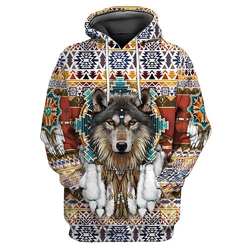 

Herren Hoodie Sweatshirt Kapuze Braun Mit Kapuze Wolf Stammes Grafik-Drucke Bedruckt Täglich Sport 3D-Druck Strassenmode Designer Basic Frühling Herbst Bekleidung Kapuzenpullover Sweatshirts