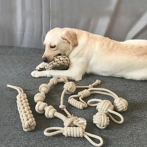 

Dog Chew Toys Indestructible Cotton Braided Rope ToyKnotted Rope Toy For Small And Medium Dogs