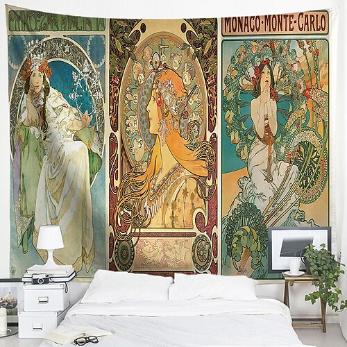 

art nouveau mulheres vitorianas pendurado tapeçaria arte da parede grande tapeçaria mural decoração fotografia pano de fundo cobertor cortina casa quarto sala de estar decoração