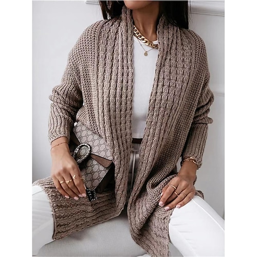 

Mulheres Sueter Cardigan Saltador Cabo Tricotar Superdimensionado Côr Sólida Abertura Frontal à moda Casual Diário Para Noite Verão Primavera Preto Rosa Tamanho Único