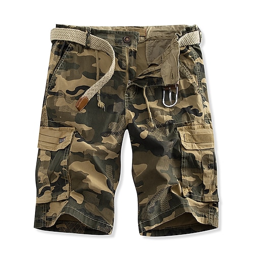 

Homens Bermuda Cargo Shorts de Trilha Bolsos Bolso multi Ascensão alta Cor Sólida Vestível Exterior Comprimento do joelho Ao ar livre Casual Clássico Camuflagem amarela Camuflagem cinza Cintura Alta