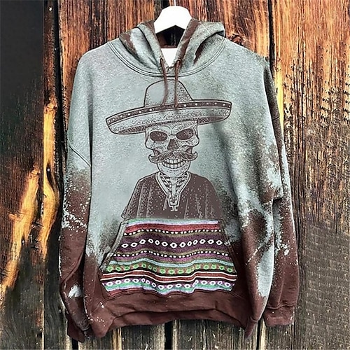 

Herren Hoodie Sweatshirt Kapuze Blau Mit Kapuze Totenkopf Motiv Grafik-Drucke Bedruckt Täglich Sport 3D-Druck Designer Ethnisch Brautkleider schlicht Frühling Herbst Bekleidung Kapuzenpullover