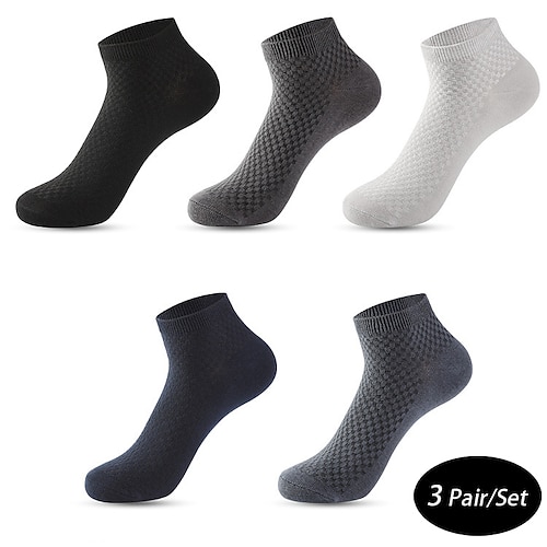 

Hombre 3 pares Calcetas Calcetines Cortos Negro Gris Ligero Color Plano Casual Diario Básico Medio Verano Primavera Otoño Transpirable