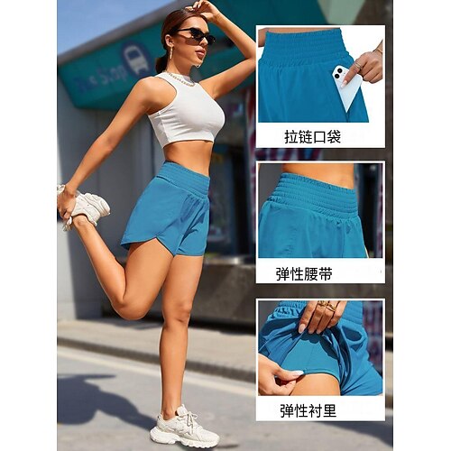 

shorts de ginástica feminino cintura alta corrida yoga fake duas peças leggings elásticos para treino elástico