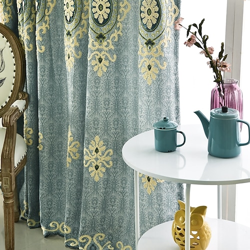 

Blackout Curtain Drapes Farmhouse Grommet/Eyelet Curtain Panels For Living Room Bedroom Door Kitchen Window Treatments Thermal Insulated Room Darkening