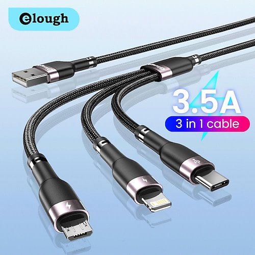 

Cable de carga múltiple 6 pies 3,9 pies USB A a Lightning / micro / USB C 3.5 A Cable de Carga Carga rápida Alta transferencia de datos nailon trenzado Duradero 3 en 1 Para Macbook iPad Samsung