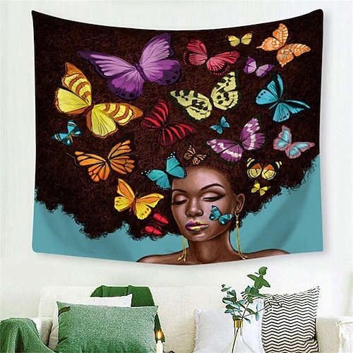 

Tapiz colgante de mujer africana, arte de pared, tapiz grande, mural, decoración, fotografía, telón de fondo, manta, cortina, hogar, dormitorio, sala de estar, decoración