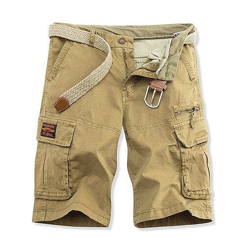 

Homens Bermuda Cargo Shorts de Trilha Bolsos Bolso multi Ascensão alta Cor Sólida Vestível Exterior Comprimento do joelho Ao ar livre Casual Clássico Preto Amarelo Cintura Alta Sem Elasticidade