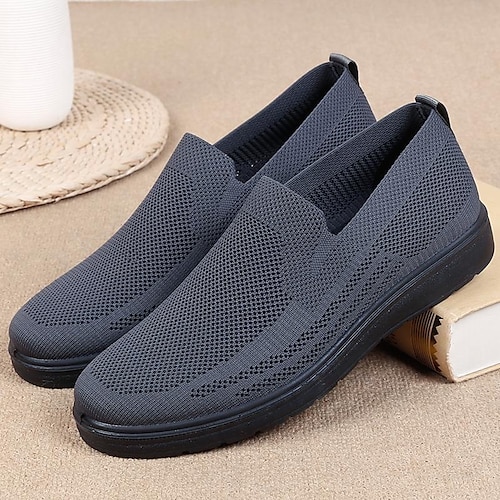 

Hombre Zapatos de taco bajo y Slip-On Zapatos Flyknit Casual Diario Zapatos de Paseo Flying Weaving Transpirable Negro Gris Verano Primavera