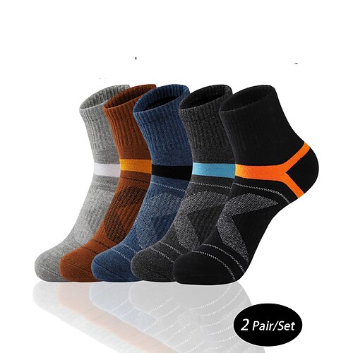 

Men's 2 Pairs Crew Socks Running Socks Black Dark Blue Color Color Block Casual Daily Basic Medium Summer Spring Fall Stylish Traditional / Classic