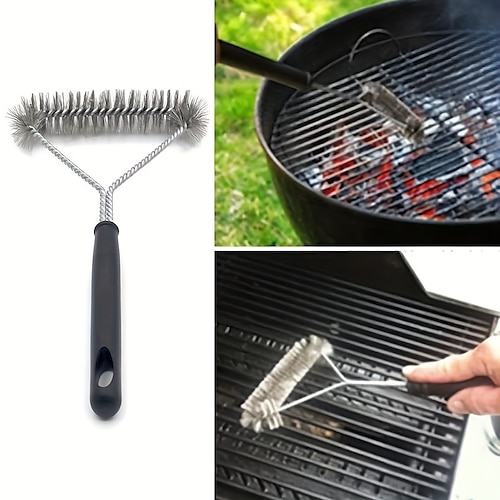 

Make BBQ Cleanup Easier with this Long-handled Y-shaped Grill Cleaning Brush!