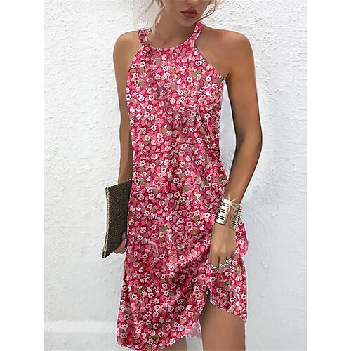 

Tenue décontractée Robe d'été Robe à enfiler Femme Floral Pois Imprimer Licou Actif Mode Extérieur du quotidien Sans Manches Standard Noir et Blanc Noir Rouge Eté Printemps S M L XL XXL