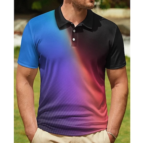 

Homme T-shirt POLO Chemise de golf Polo boutonné Respirable Doux Manche Courte Top Standard Imprimé Eté Printemps Le golf Extérieur