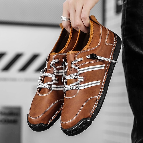 

Homme Chaussures décontractées pour hommes Couture à la main Décontractées du quotidien Marche Satin Cuir Etanche Respirable Marron Rouge Jaune marron Noir Eté Automne