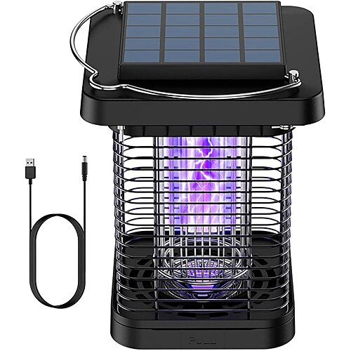 

Eliminadores de insetos solares matadores de insetos elétricos com luz 8w armadilha para mosquitos para casa jardim pátio quintal ao ar livre à prova d'água solar e carregamento usb