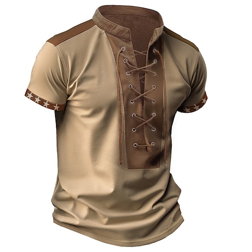 

Homens Camiseta Gráfico Bloco de cor Estrela Colarinho Chinês Roupa Impressão 3D Diário Esportes Manga Curta Cordões Imprimir Moda Designer Vintage